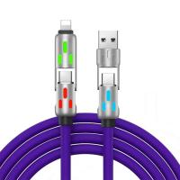 Generic 4 in 1 RGB USB Type-A + 8 Pin and USB Type-C Cable - Purple 1m (CB-4IN1-Purple)