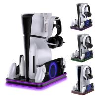 Multi‑Function PS5 Cooling Stand RGB, PlayStation Portal & DualSense Edge Charging Dock with Headset Holder for PS5/Slim/Pro | Augearix