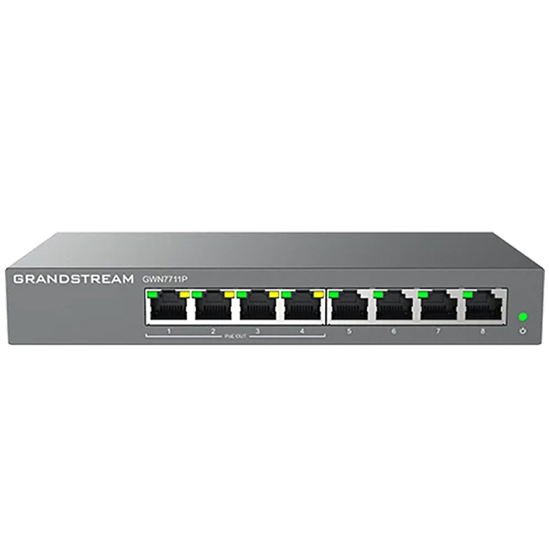 Grandstream GWN 8 Port Gigabit Ethernet + 4 PoE Layer 2 Lite Managed Network Switch (GWN7711P)