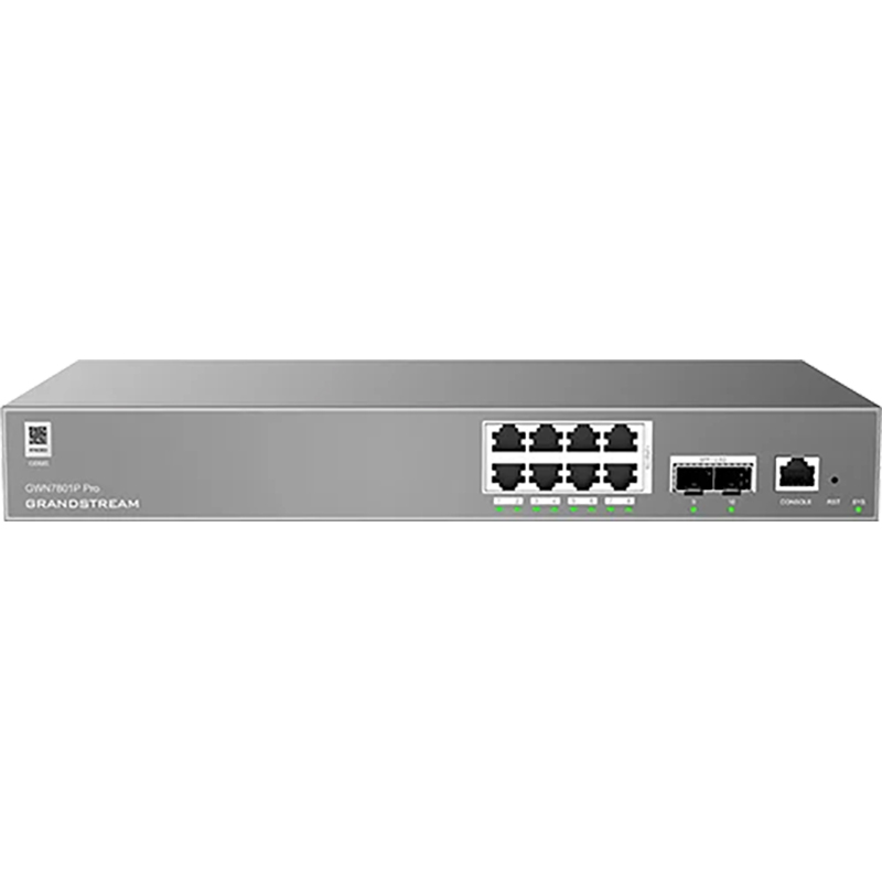 Grandstream GWN7801P Pro 8 Port Gigabit Ethernet + 2 x 2.5G SFP Enterprise Layer 2++ Managed Network Switch (GWN7801PPRO)