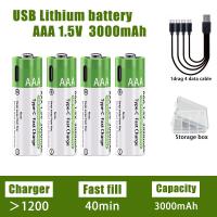 AAA 30000mAh High-Capacity Rechargeable Lithium Battery, 1.5V Constant Voltage, Type-C Fast Charging 4pcs