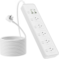 2M Individual Switched Surge Protected Power Board | 5 AC +2 USB-A+4 USB-C Wall Mount Power Strip, White Home Office Dorm Use | VELORICA