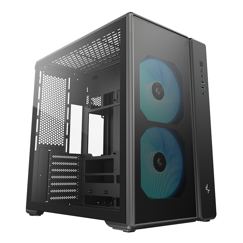 DeepCool CG590 MESH 2F Tempered Glass mATX Case - Black (R-CG590MESH-BKANA2-G)
