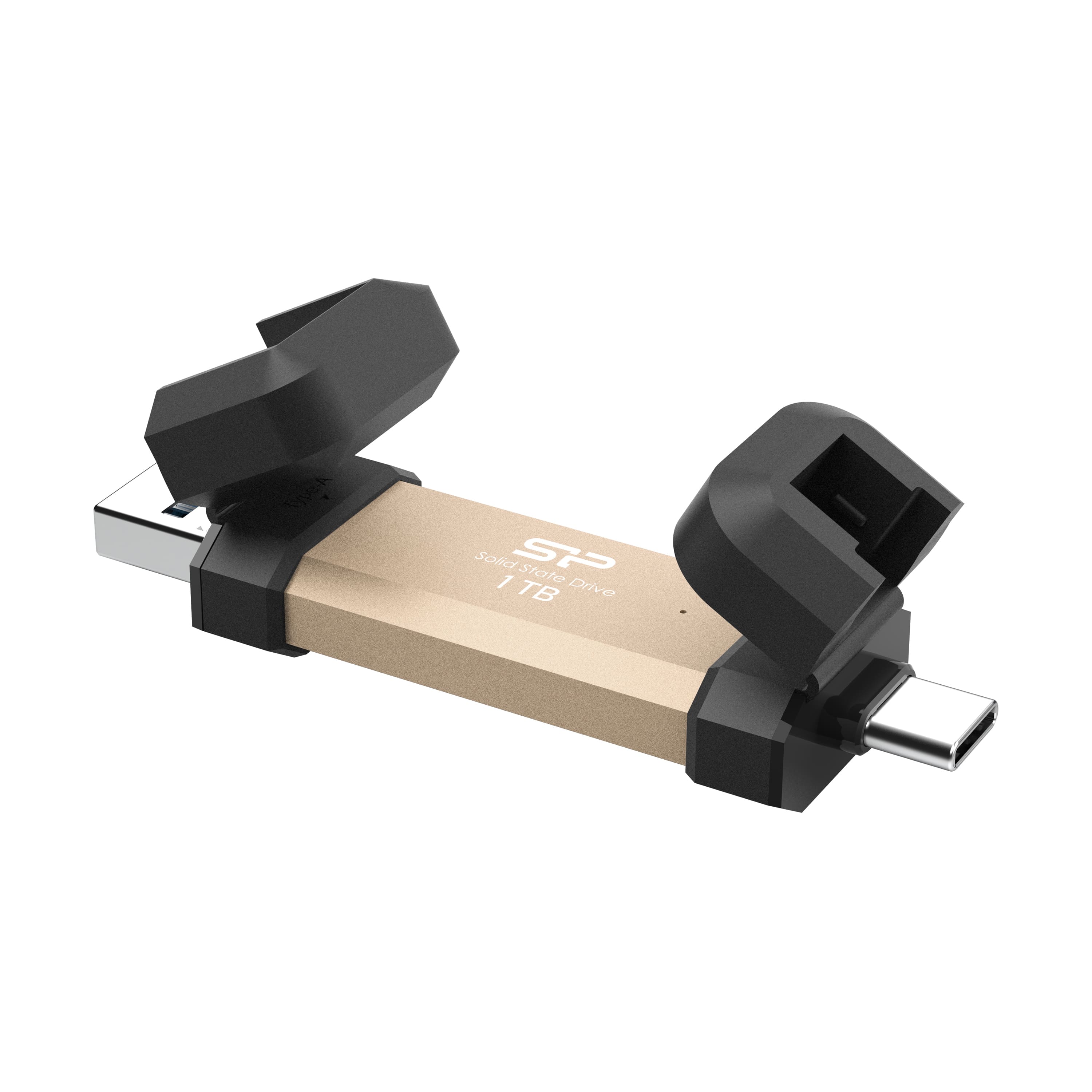 SP Silicon Power DS72 1TB Portable SSD - USB 3.2 Gen 2 Dual USB-C & USB-A - 1050MB/s, Gold - SP001TBUC3S72V1G