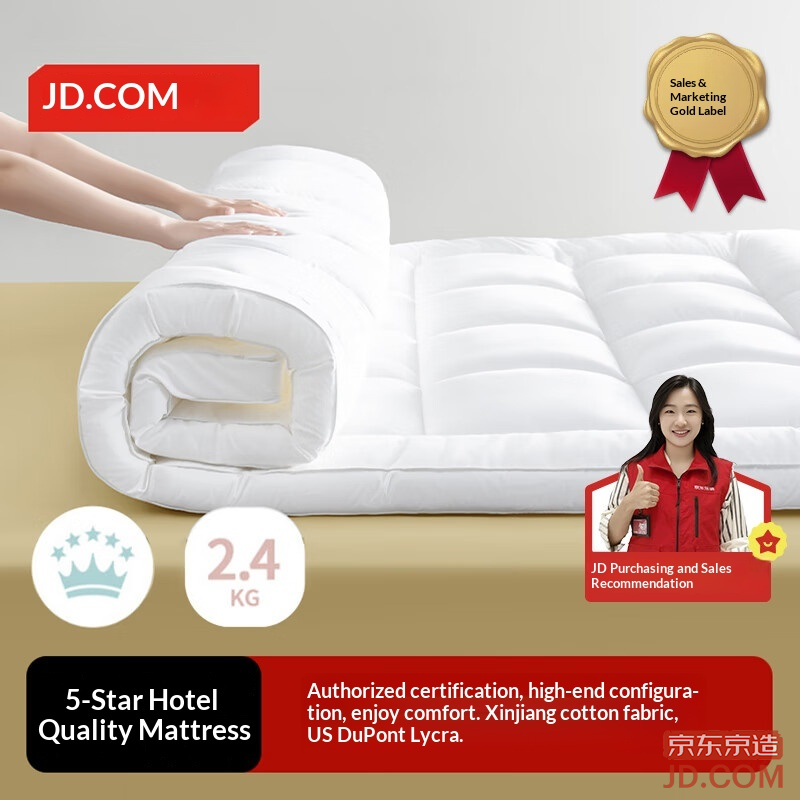 JD Class A Baby & Mother 5-Star Hotel Anti-Bacterial Mattress Pad Microfiber Non-Slip Topper 1.5m