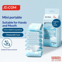 JD Pure Water Kids Wet Wipes 8pcs*8packs Portable Wet Tissues for School Kids