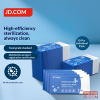 JD 75% Alcohol Wipes, 50 Individually Packed, Sanitizing Wet Wipes, 99.9% Sterilization