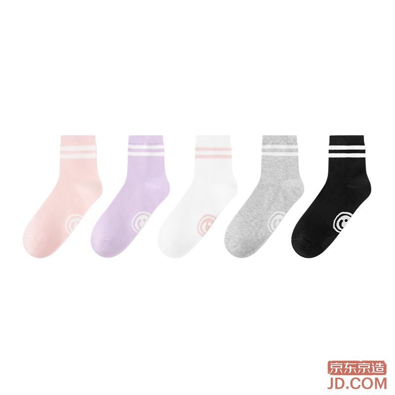 JD Children's Spring and Autumn Socks for Girls Aged 5-18, Mid-Tube Cotton Floor Socks, 20-22CM for Older Kids