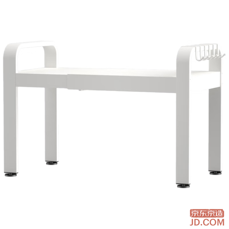 JD Microwave Oven Rack, Expandable Shelf, Countertop Organizer, Kitchen Cooking Utensils [Double Layer White]