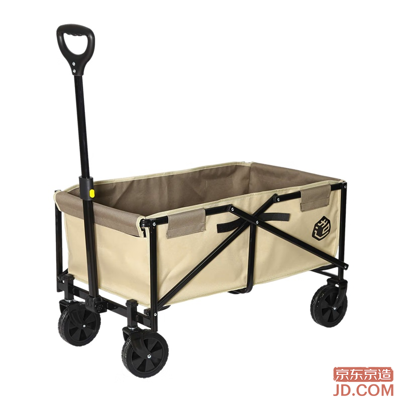 JD Outdoor Camping Cart Foldable Storage Camp Wagon Small Push Cart Trolley Picnic Stall Travel Gear Sandstone