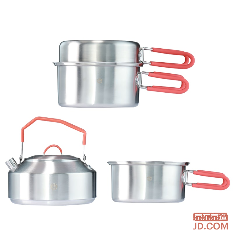 JD 304 Stainless Steel Kettle Cookware Portable Camping Set with Bag