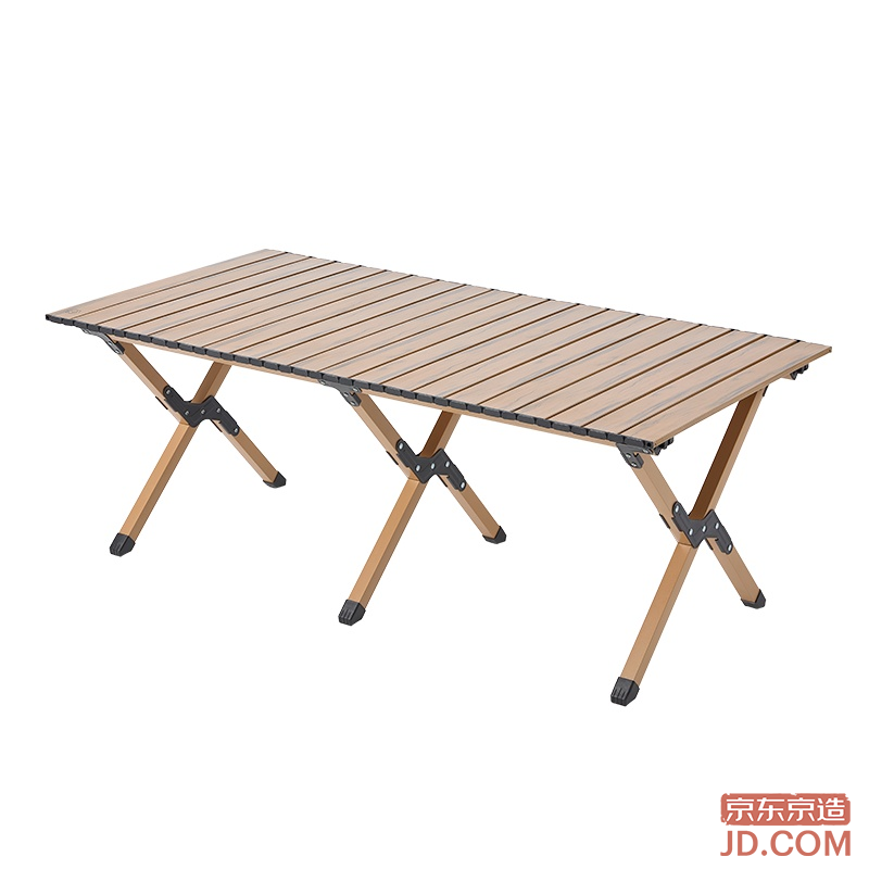 JD Outdoor Folding Table Carbon Steel Roll Table Picnic Camping Portable Table Large 120cm Wood Grain