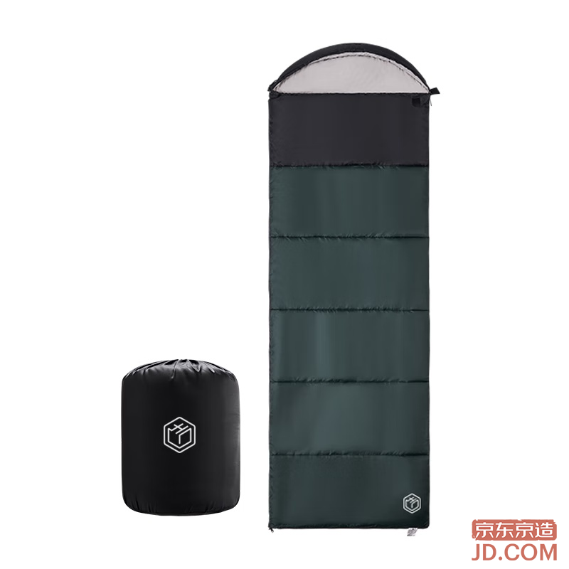 JD Envelope Sleeping Bag Outdoor Camping Waterproof Soft Warm Thickened Winter Army Green 1.0kg