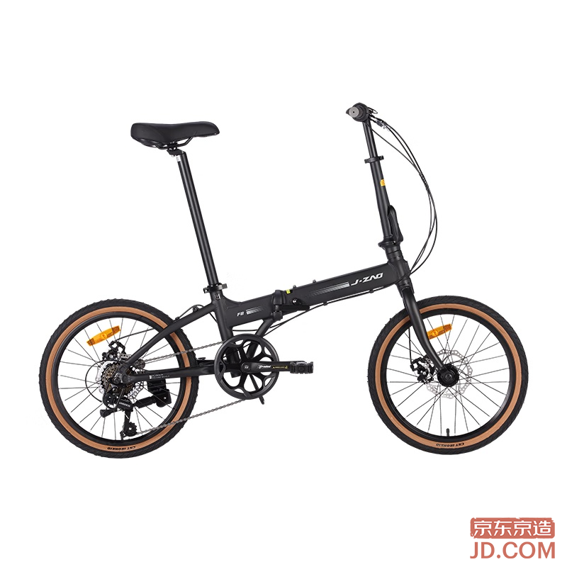 JD F8 Folding Bicycle 7-Speed Aluminum Alloy 20-Inch Adult Student Commuter Bike Ceramic Black