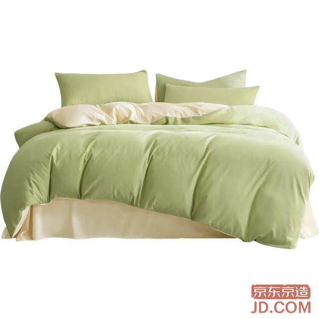 JD Refreshing Bamboo Fiber 3-Piece Set A-class Jacquard Dorm Bed Sheet Style Set Single Bed Bamboo Green