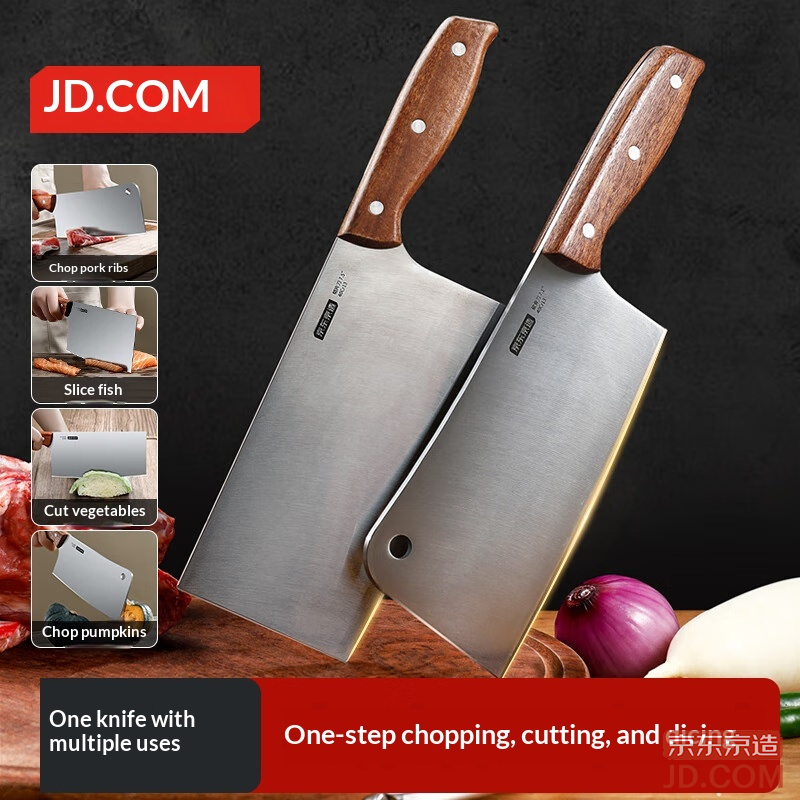 JD 3 Series+Kitchen Knife Bone Chopping, Cutting Set Home Use (Kitchen Knife+Bone Chopper)