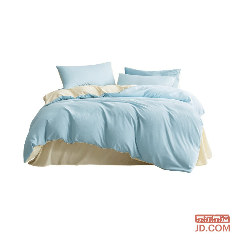 JD Refreshing Small Bamboo Fiber Jacquard Bedding Set A-Class 1.5m Bed River Blue