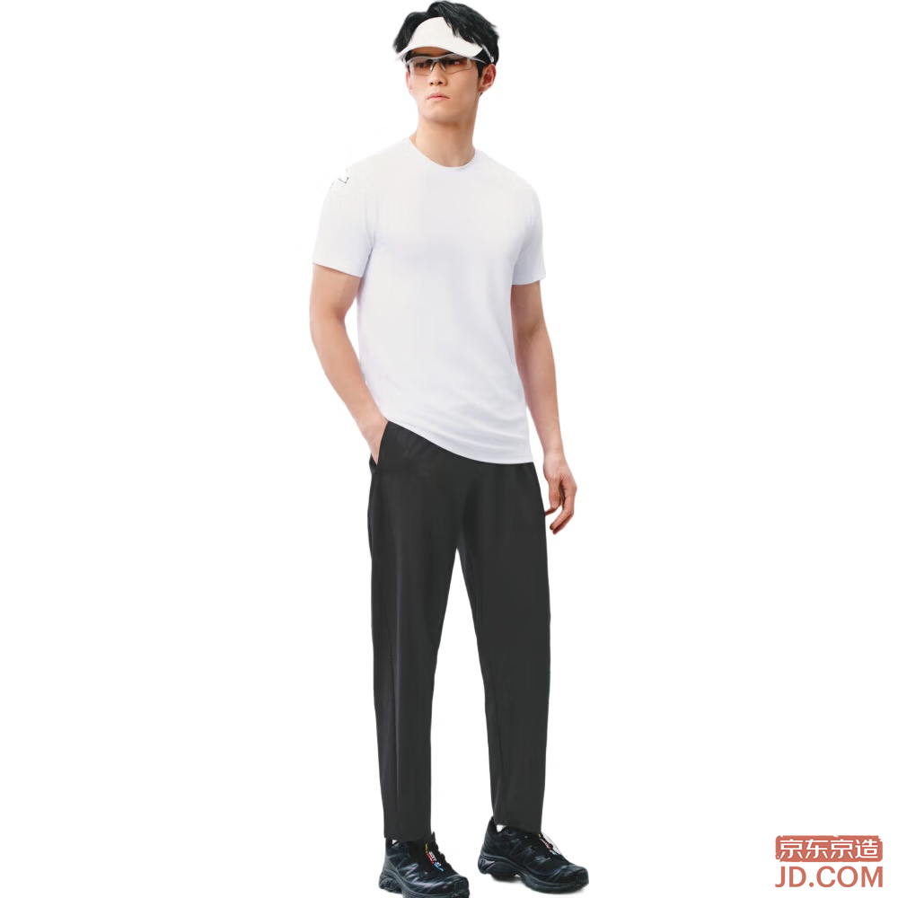 JD Quick-Dry Stretch Men's Running Fitness Woven Track Pants, Black 2XL