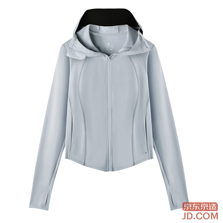 JD UPF800+ Women's Knit Cooling Sun Protection Jacket Cloud Gray Hooded M