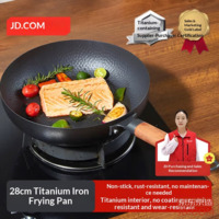 JD Frying Pan, Titanium Iron Hammer Textured Non-Coated Non-Stick Egg Steak Pan, Induction & Gas Stove, 28cm