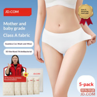 JD 7A Antibacterial Disposable Women's Seamless Breathable No Wash Travel Panties 5-Pack L Size