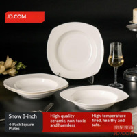 JD Plates Dinnerware Steak Western Ceramic 8-inch Square Fruit Prep Plates Set of 4