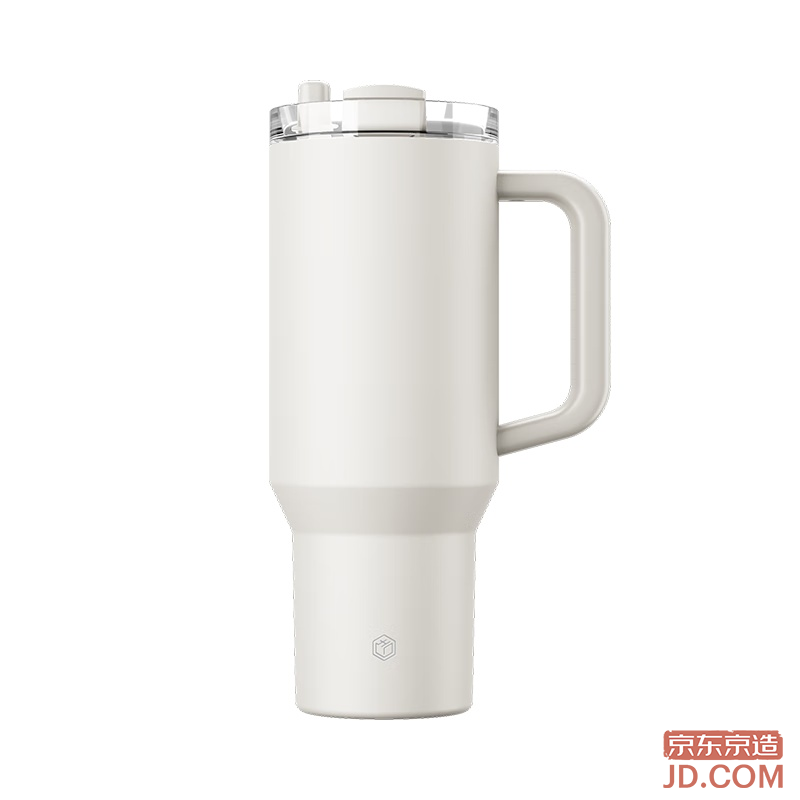 JD Insulated Cup with Straw, Large Capacity 316L Stainless Steel Water Bottle 1.2L for Men and Women, White BF24B380
